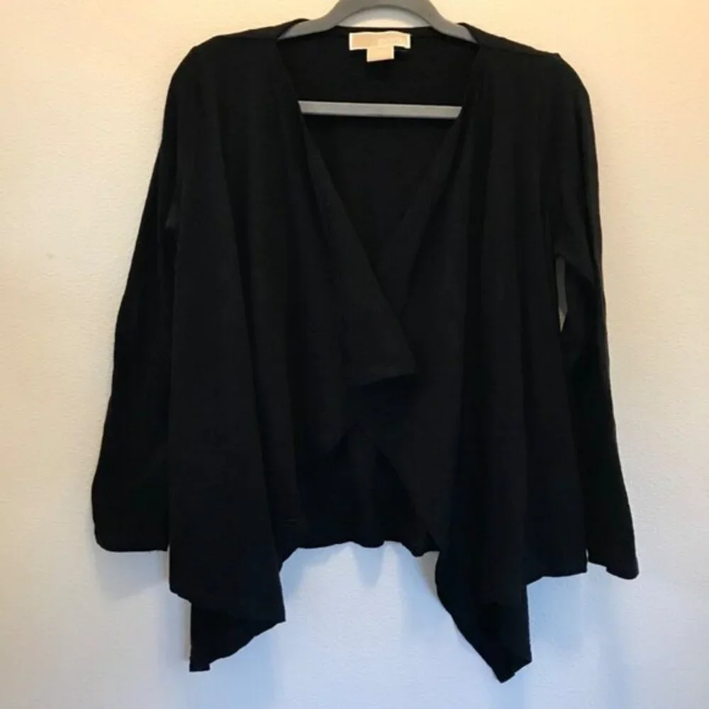 Michael Michael Kors Women's Black Lightweight Waterfall‎ Cardigan Size Petite M